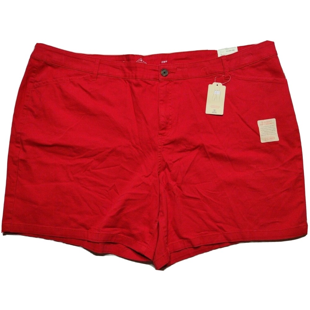 St Johns Bay‎ Women Plus 28W High Risk Red Cotton Spandex 7" Shorts NEW